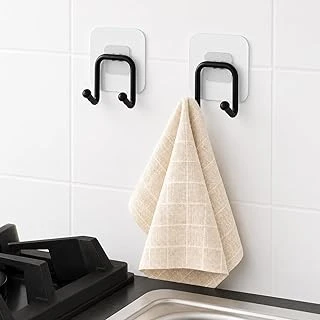 Alper Banyo 2’Li Güçlü Kancalı Askılık Siyah – Yapışkanlı Duvar Askısı, Delmeden Montajlı Havlu Bez Askısı, Banyo, Mutfak Çamaşır Odası İçin Pratik Askı Seti ürün görseli 1