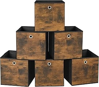 Songmics Saklama Kutusu, 6'Lı Set, Düzenleme Kutuları, Dokunmamış Kumaş, Katlanır Kutu, 30 X 30 X 30 Cm, Kumaş Kutu, Küp Raf Için, Giysi Düzenleyici, Kahverengi-Siyah Rfb102B01 ürün görseli 1
