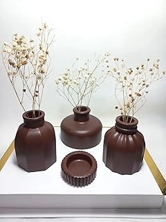 Vazo Set 3'Lü, Ev & Ofis Hediyelik, Dekoratif Obje, Chocolate Kahve ürün görseli 1