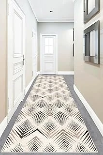 Pelangi Geometrik Çizgi Desenli Dijital Baskı Yıkanabilir Kaymaz Taban Etnik Kilim Desen Salon Halı, Bej 100 X 600, 95546141006007 ürün görseli 1