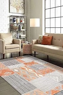 Latte Dizayn Tulip Patchwork Desenli Şönil Pamuk Tabanlı Yıkanabilir Kaymaz Antibakteriyel Salon Halısı 100X200 ürün görseli 1
