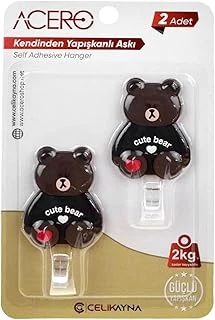 Cute Bear Kendinden Yapışkanlı Askı 2Li, Sevimli Ayıcık Mutfak Banyo Askısı X 2 Adet, 2 Kg Taşıma Kapasiteli Güçlü Yapışkanlı Plastik Askı - 38313 ürün görseli 1