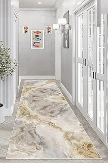 Pelangi Mermer Desenli Dijital Baskı Yıkanabilir Kaymaz Taban Salon Halısı Yolluk, Gri-Kahve 100 X 150, 95557291001507 ürün görseli 1