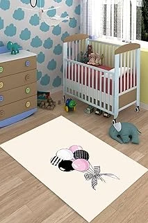 Pelangi Balon Desenli Halı Dijital Baskı Yıkanabilir Kaymaz Taban Çocuk Genç Odası Halısı, Bej 100 X 200 ürün görseli 1