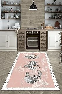 Pelangi Pembe Zemin Çaydanlık Fincan Meyve Desenli Yıkanabilir Kaymaz Taban Tutmaz Mutfak Halısı, Pembe 160 X 300 ürün görseli 1