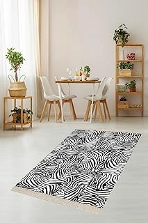 Pelangi Zebra Desenli Dijital Baskı Yıkanabilir Kaymaz Taban Salon Halısı, Siyah 160 X 230 ürün görseli 1