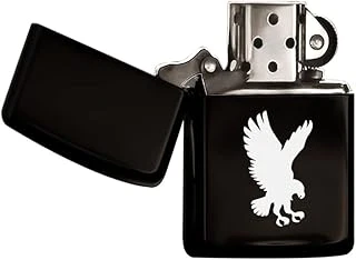 Bk Gift Kartal Tasarımlı Siyah Benzinli Metal Çakmak ürün görseli 1