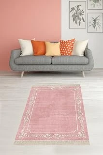Pelangi Çerçeve Desenli Dijital Baskı Yıkanabilir Kaymaz Taban Düz Salon Halı Yolluk, Pembe 160 X 350 ürün görseli 1