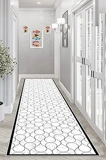 Pelangi Geometrik Desenli Siyah Beyaz Dijital Baskı Yıkanabilir Kaymaz Taban Salon Halısı Yolluk, Siyah-Beyaz 80 X 350, 9554852803507 ürün görseli 1