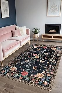 Conten Çiçekli Şönil Kaymaz Doğal Pamuk Tabanlı Yıkanabilir Antibakteriyel Çevre Dostu Salon Halısı 160X230 ürün görseli 1