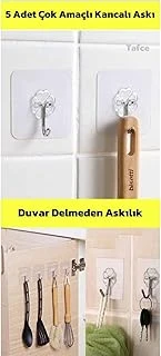 Tafce Kendinden Yapışkanlı Kancalı Mutfak Banyo Askısı Şeffaf 5 Adet ürün görseli 1