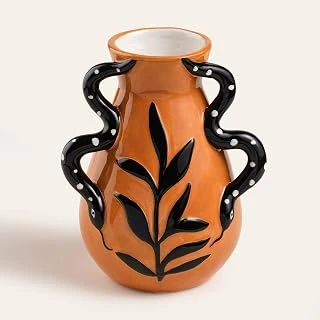 Siming Kahverengi - Siyah Seramik Vazo 15.5X12.5X18.8 Cm ürün görseli 1