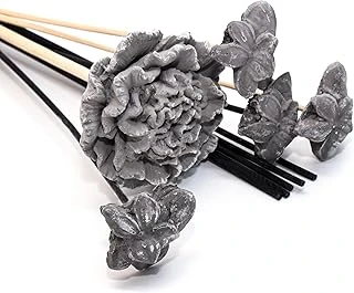 Siyah Karışık Çiçek Taşlı 10'Lu Doğal Bambu Kamış Seti ürün görseli 1