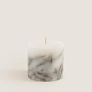 Chakra Yaprak Dekorlu Mum 10X10 Cm Cream ürün görseli 1