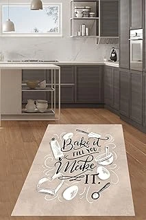 Pelangi Bake İt Till You Make İt Dijital Baskılı Kaymaz Taban Yıkanabilir Tutmaz Mutfak Halısı, Bej 100 X 300 ürün görseli 1