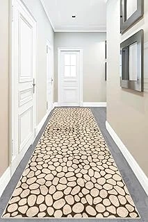 Pelangi Taş Döşeme Desenli Dijital Baskı Yıkanabilir Kaymaz Taban Salon Halı Yolluk (Kahverengi), Somon 60 X 200, 95542301602007 ürün görseli 1