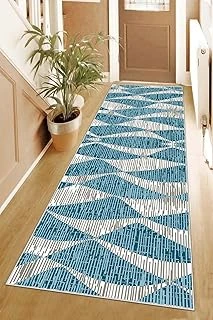 Pelangi Geometrik Desenli Dijital Baskı Yıkanabilir Kaymaz Taban Salon Halısı Yolluk, 100 X 500, 95548041005007 ürün görseli 1