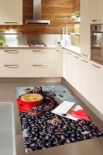 Pelangi Fincan Coffe Kahve Çekirdekleri Kapli Dijital Baskı Yıkanabilir Kaymaz Taban Tutmaz Mutfak Halı, Renkli 100 X 200 ürün görseli 1
