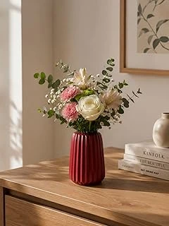 Kırmızı Çizgili Dekoratif Çiçek Vazosu, Stil, 15 Cm X 7.5 Cm | Pla 3D Baskı ürün görseli 1
