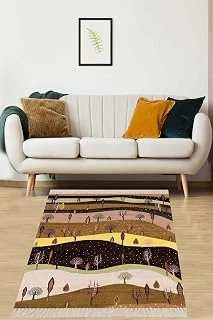 Pelangi Ağaç Desenli Sonbahar Renkleri Dijital Baskı Yıkanabilir Salon Halı Yolluk, Kahverengi 130 X 180 ürün görseli 1