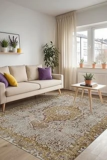 Serans Desenli Şönil Pamuk Tabanlı Yıkanabilir Kaymaz Antibakteriyel Salon Halısı 80X150 ürün görseli 1