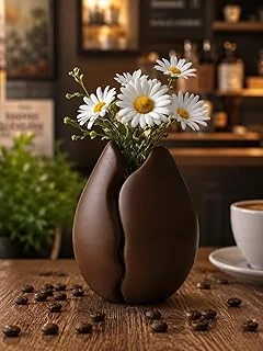 Kahve Çekirdeği Tasarımlı Dekoratif Vazo, Kahverengi, Mat Finish, 15 Cm Yükseklik, 10 Cm Genişlik, Masaüstü Dekorasyon Objesi | Pla 3D Baskı ürün görseli 1
