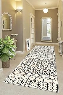Pelangi Geometrik Karo Desenli Dijital Baskı Yıkanabilir Kaymaz Taban Etnik Kilim Desen Salon Halı, Gri 80 X 150, 95557380801507 ürün görseli 1