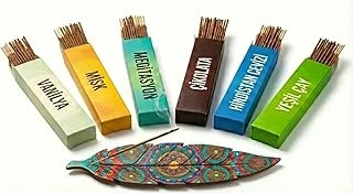 6 Çeşit Karışık Koku Desenli Ahşap Tütsü Kayığı Seti – 120 Adet Aromaterapi Çubuğu – Ev, Ofis Yoga İçin Tam Başlangıç Paketi (Yaprak Şekilli) ürün görseli 1