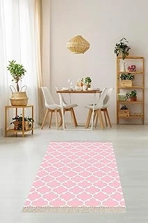Pelangi Pembe Geometrik Kare Desenli Dijital Baskı Yıkanabilir Kaymaz Taban Salon Halısı Yolluk, Pembe 100 X 500 ürün görseli 1