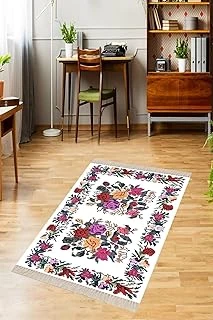 Pelangi Otantik Gül Desenli Etnik Dijital Baskı Kaymaz Taban Yıkanabilir Salon Halı Yolluk (Beyaz), Beyaz 80 X 500 ürün görseli 1