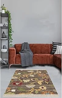 Pelangi Osmanlı Motifi Çiçek Desen Dijital Baskı Yıkanabilir Salon Halısı Yolluk, Kahverengi 160 X 300 ürün görseli 1