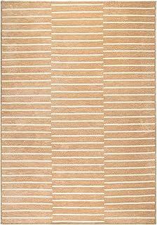 Textile Bej Renk Çizgi Desenli Şönil Halı Kilim 120 X 180 Cm ürün görseli 1