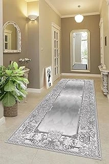 Pelangi Varak Desenli Dijital Baskı Yıkanabilir Kaymaz Taban Tutmaz Düz Salon Halısı (Gri), Gri 80 X 50, 9555160110800507 ürün görseli 1