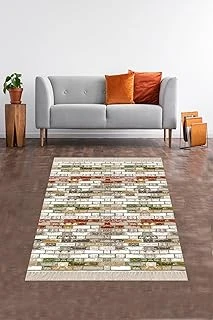 Pelangi Renkli Duvar Temalı Dijital Baskı Yıkanabilir Kaymaz Taban Salon Halı Yolluk, Bej 100 X 350 ürün görseli 1