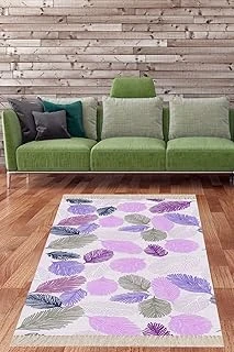 On The Clouds Kuş Tüyü Yaprak Desenli Yıkanabilir Dijital Baskılı Kaymaz Taban Tutmaz Salon Halısı Yolluk Blt-S-347, 80 X 200 ürün görseli 1