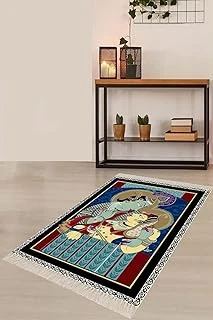 Pelangi Indian Indıan Lover Desenli Dijital Baskı Yıkanabilir Kaymaz Taban Salon Halısı, Mavi-Siyah 60 X 120 ürün görseli 1