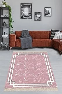 On The Clouds Geometrik Çerçeveli Mermer Desen Yıkanabilir Kaymaz Taban Tutmaz Salon Halısı Yolluk Blt-S-388, 80 X 500 ürün görseli 1
