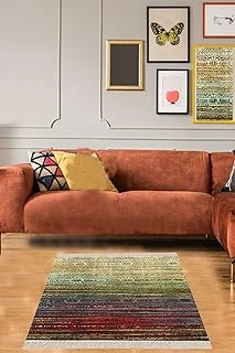 Pelangi Kilim Desenli Etnik Dijital Baskı Yıkanabilir Kaymaz Taban Salon Halı Yolluk, Karışık 130 X 180 ürün görseli 1