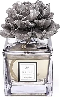 500 Ml Siyah Kare Transparan Şişe Gül Seramik Taşlı Black Vanilya Oda Kokusu ürün görseli 1