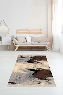 Pelangi Kilim Desen Renk Geçişli Dijital Baskı Yıkanabilir Kaymaz Taban Etnik Salon Halısı, Kahverengi 160 X 240 ürün görseli 1