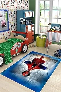 Pelangi Kırmızı Kostümlü Adam Desenli Dijital Baskı Yıkanabilir Kaymaz Taban Çocuk Genç Odası Halısı, Kırmızı-Mavi 160 X 230 ürün görseli 1