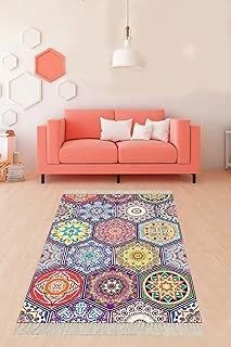 On The Clouds Mandala Desenli Çiçekli Dijital Baskı Yıkanabilir Kaymaz Taban Etnik Salon Halısı Yolluk Blt-S-263, 100 X 200 ürün görseli 1
