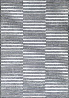 Textile Gri Renk Çizgi Desenli Şönil Halı Kilim 160 X 230 Cm ürün görseli 1