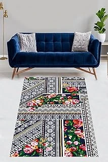 On The Clouds Etnik Geometrik Desenli Güllü Yıkanabilir Kaymaz Taban Tutmaz Salon Halısı Yoluk Pnhs2, 180 X 250 ürün görseli 1