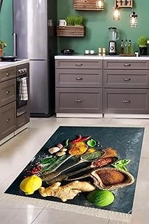 Pelangi Baharat Desenli Dijital Baskılı Kaymaz Taban Yıkanabilir Tutmaz Mutfak Halısı, Gri 100 X 250 ürün görseli 1