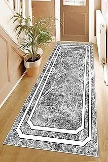 Pelangi Mermer Desenli Dijital Baskı Yıkanabilir Kaymaz Taban Salon Halı Yolluk, Gri 100 X 150, 955527311001507 ürün görseli 1