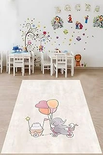 Pelangi Pasta Taşıyan Balonlu Sevimli Fil Yıkanabilir Kaymaz Taban Tutmaz Çocuk Odası Halısı, Gri-Beyaz 80 X 600 ürün görseli 1