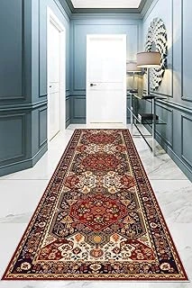 Pelangi Kilim Desenli Etnik Dijital Baskı Yıkanabilir Kaymaz Taban Salon Halısı Yolluk, Kiremit 60 X 200, 9554952602007 ürün görseli 1