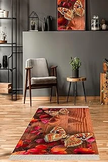 Pelangi Desenli Dijital Baskı Yıkanabilir Kaymaz Taban Salon Halı Yolluk, Turuncu 80 X 500 ürün görseli 1