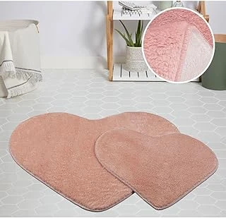 My Evilla Dekoratif Halı Jel Kaymaz Taban Peluş Puffy Model Pembe Paspas Takımı 70X100-70X60 ürün görseli 1